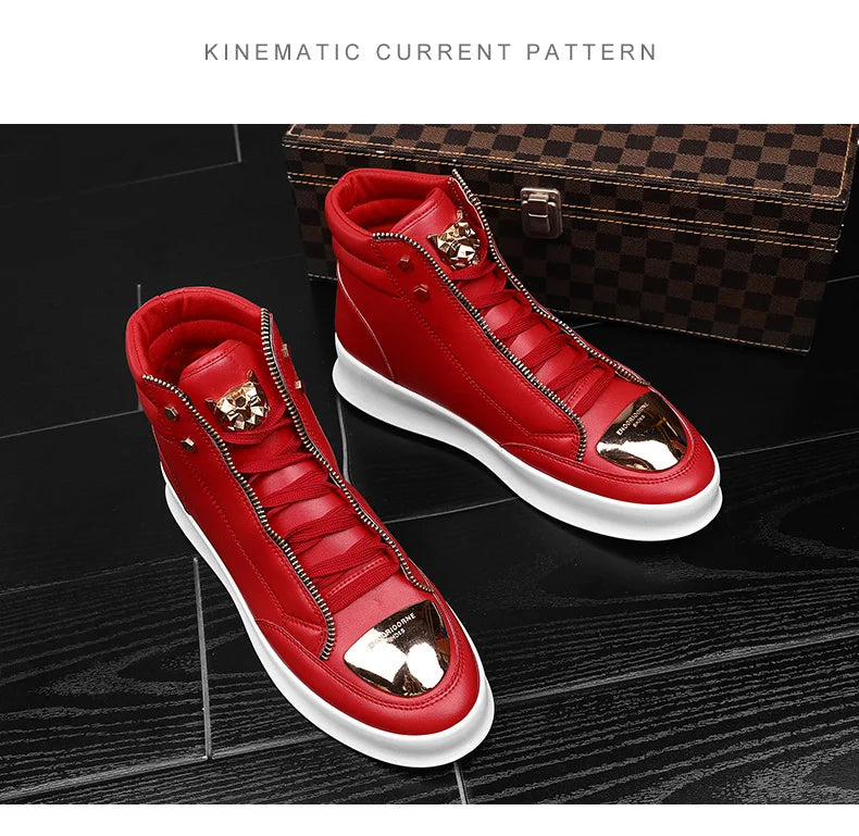 KIMLUD, Red Snakeskin High Top Sneakers Men Brand Luxury Designer Shoes Fashion Party Club Hip Hop Streetwear Shoes Men Casual Sneakers, KIMLUD Womens Clothes
