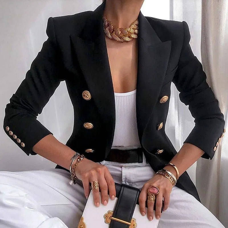Ladies Fashion Solid Coat Luxury Female Coats Casual Blazer Korean Spring Autumn Clothing Women Slim Suit Coat Office Jacket