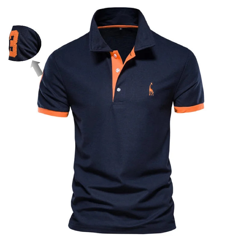 Casual Slim Fit Mens Polos New Summer Fashion Brand Cotton Embroidered 35% Solid Color Shirts for Men - KIMLUD