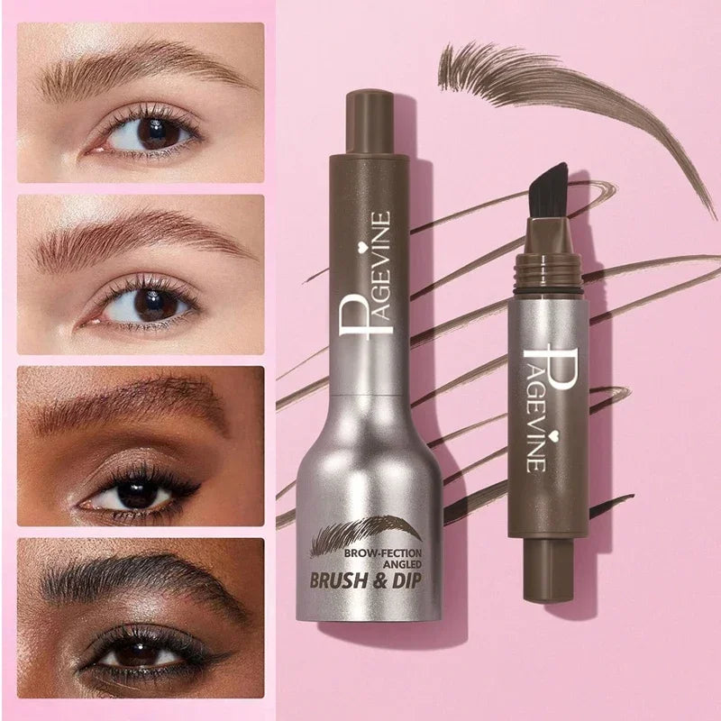 Square Brush Eyebrow Cream Waterproof Velvet Wild Eyebrow Tint Pen Eyebrow Cream Lasting Color Rendering 3D Makeup Wild Eye Brow