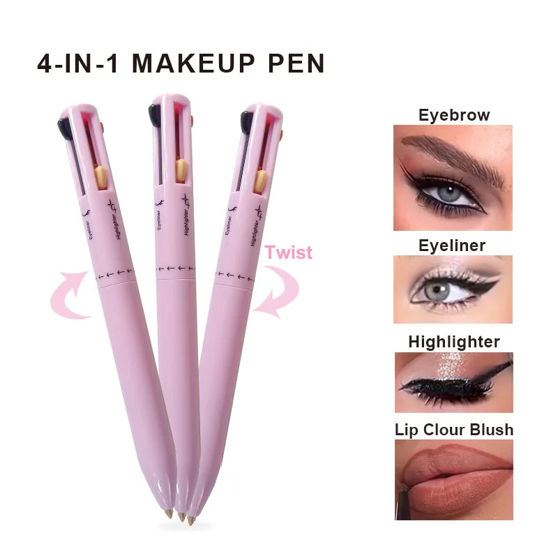4 In 1 Makeup Pen Eyebrow Pencil Waterproof Drawing Eye Brow Long Lasting Easy Color Eyeliner Eyebrow Pen Sweatproof Makeup Pen