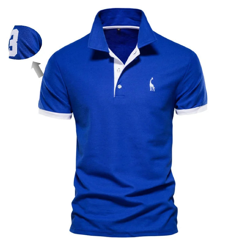 Casual Slim Fit Mens Polos New Summer Fashion Brand Cotton Embroidered 35% Solid Color Shirts for Men - KIMLUD