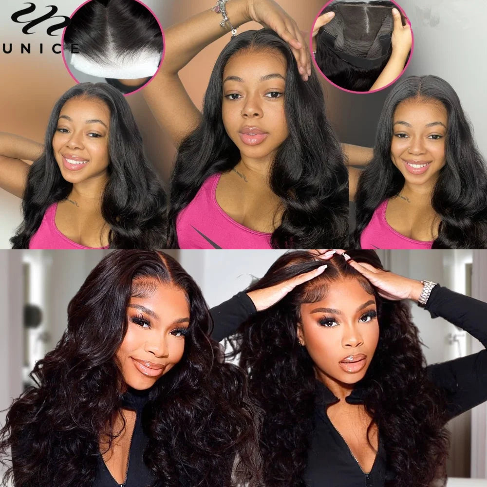 Unice Hair Pre Cut Pre Bleached 5X5 HD Lace Wig 7x5 13x4 Glueless Wig Human Hair Body Wave Lace Front Wigs