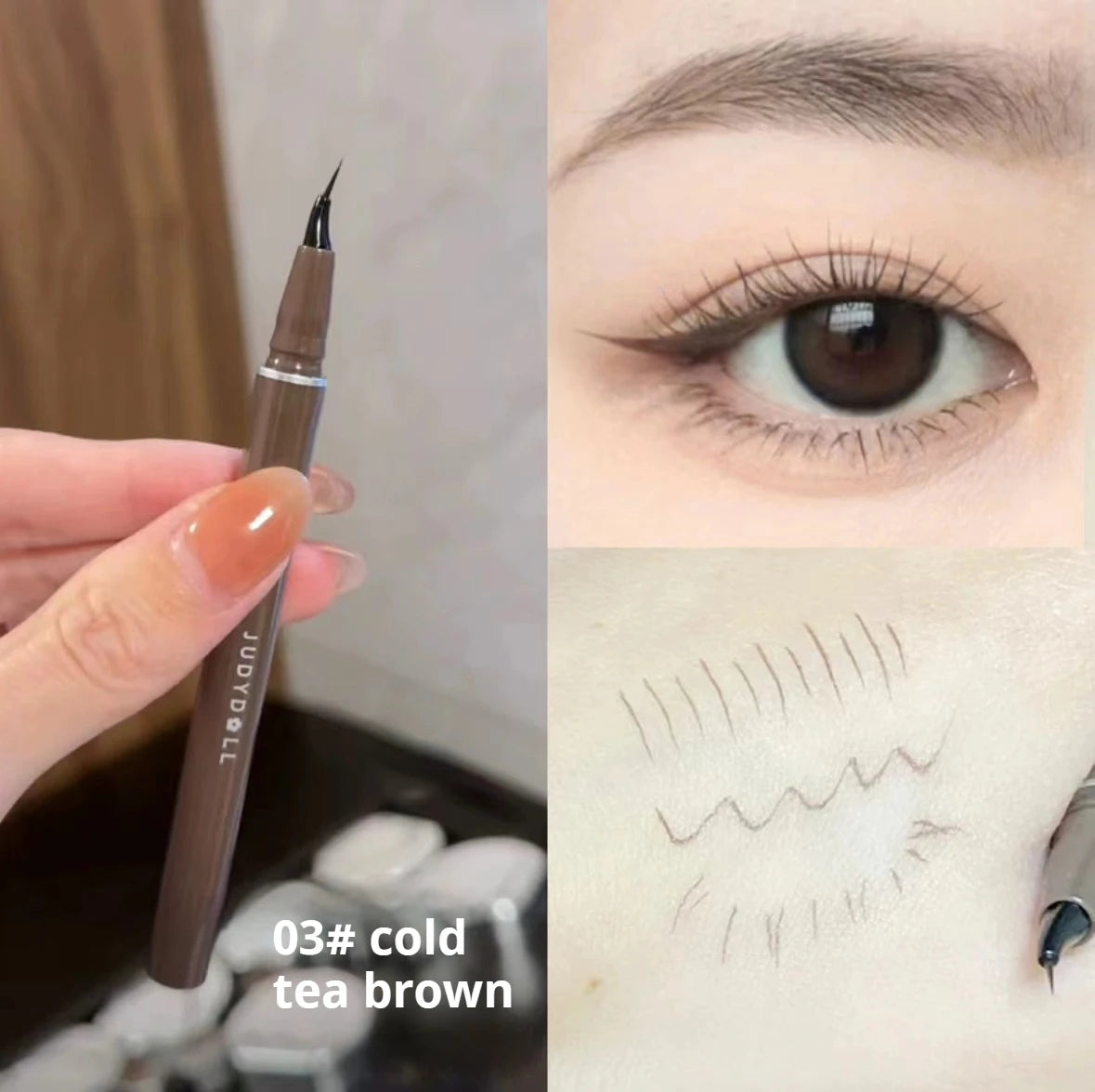 JUDYDOLL Super Fine Eyeliner Fine Brushwork Stain Free Waterproof Anti Shake Long lasting Fast Drying Slim And Enlarged Eyes