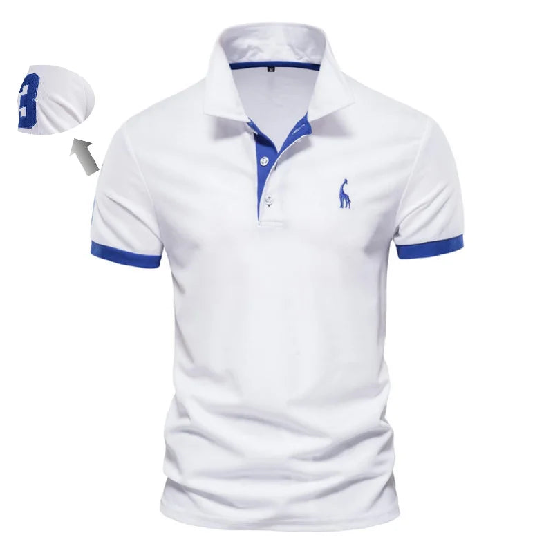 Casual Slim Fit Mens Polos New Summer Fashion Brand Cotton Embroidered 35% Solid Color Shirts for Men - KIMLUD