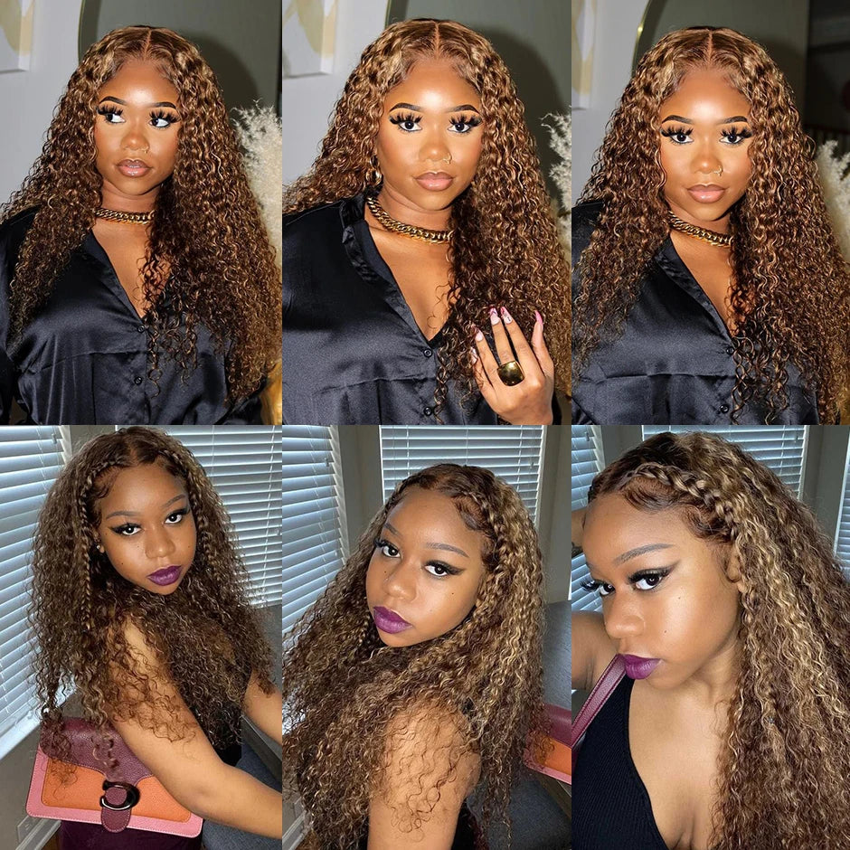 Yawawe hair Glueless wig human hair wigs Kinky Curly Highlight Ombre Blonde HD glueless wig human hair ready to wear Curly wigs