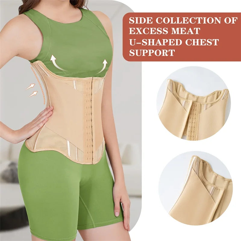 MiiOW U-shaped Waist Trainer Corset Women Shapers Breast Lifted Waist Trainer Steel Bone Slimming Breathable Women's Shapewear