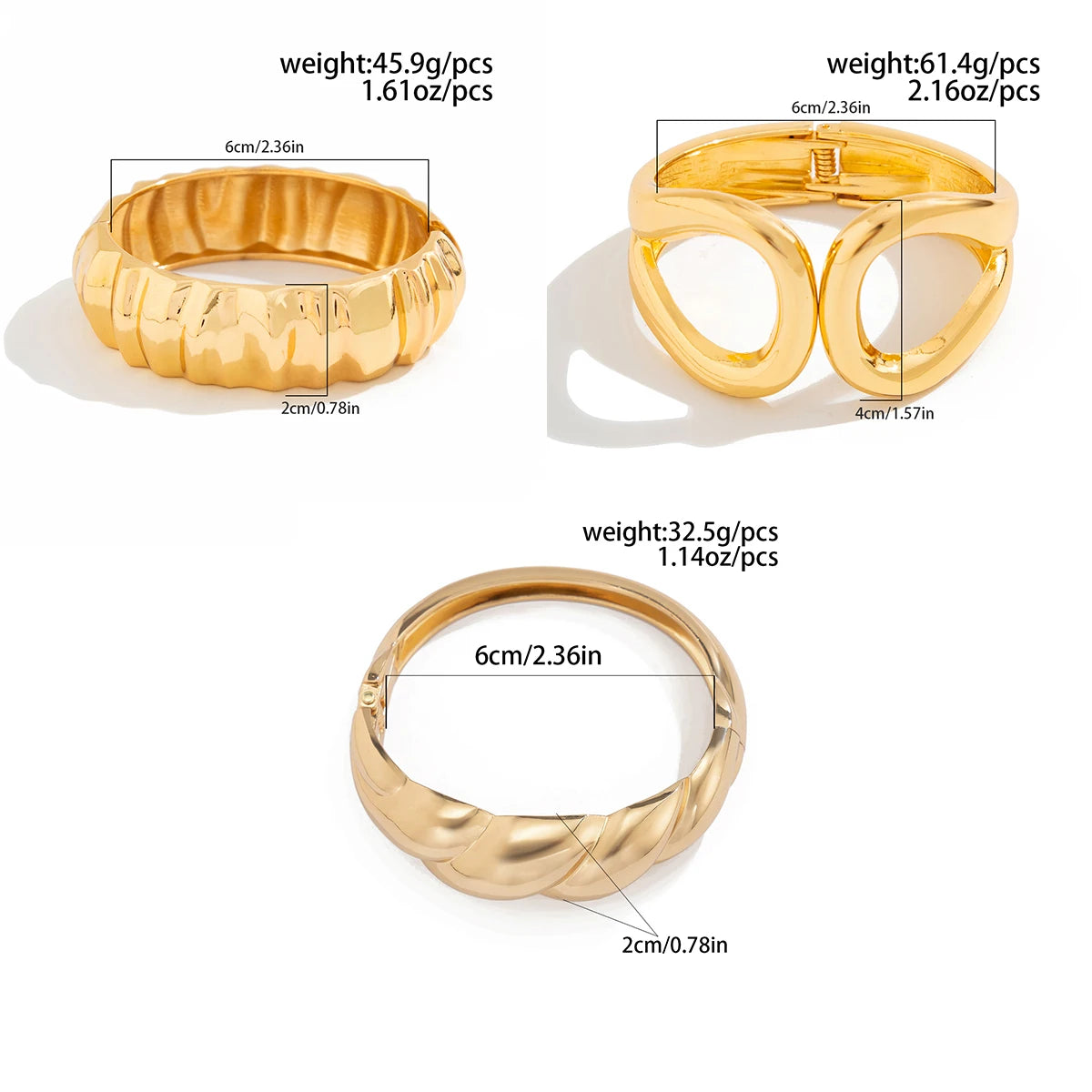 Ingemark 4 Styles Hip Hop Punk Wave Open Spring Bangles for Women Creative Heavy Metal Chunky Bracelets Couple Hand Jewelry Men