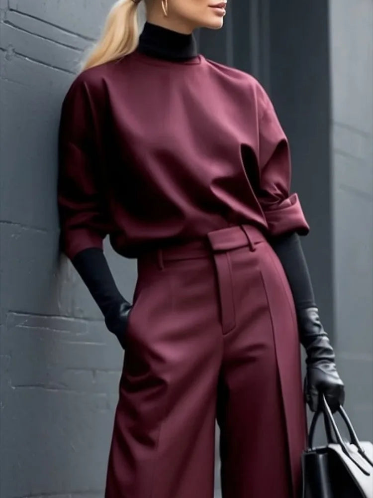KIMLUD, Freeacy 2025 New Women's Tops Burgundy Round Neck Half Sleeves Loose Fit T-shirt Spring and Summer Casual Streetwear Shirts, Only Tops / XXL, KIMLUD APPAREL - Womens Clothes
