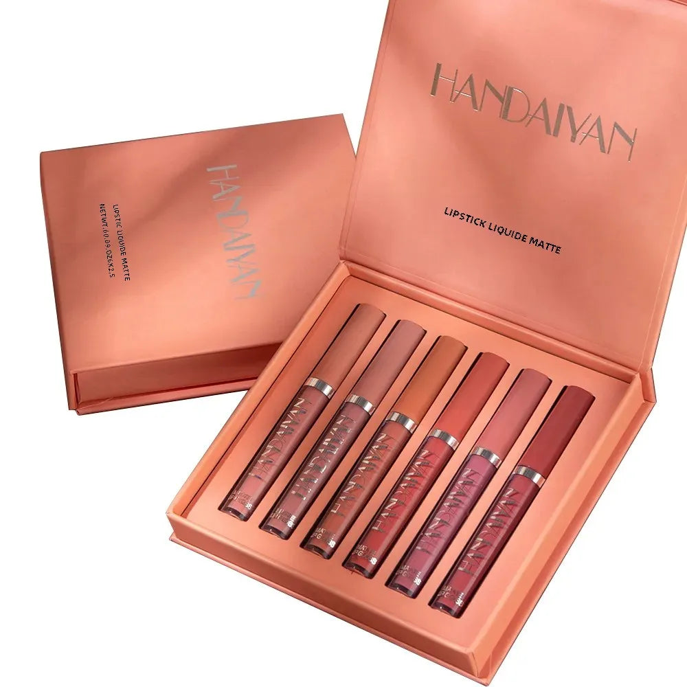 HANDAlYAN Liguid Lipstick 6-color Lipgloss Set With Long-lasting Waterproof And Non Stick Cup Matte Lip Gloss