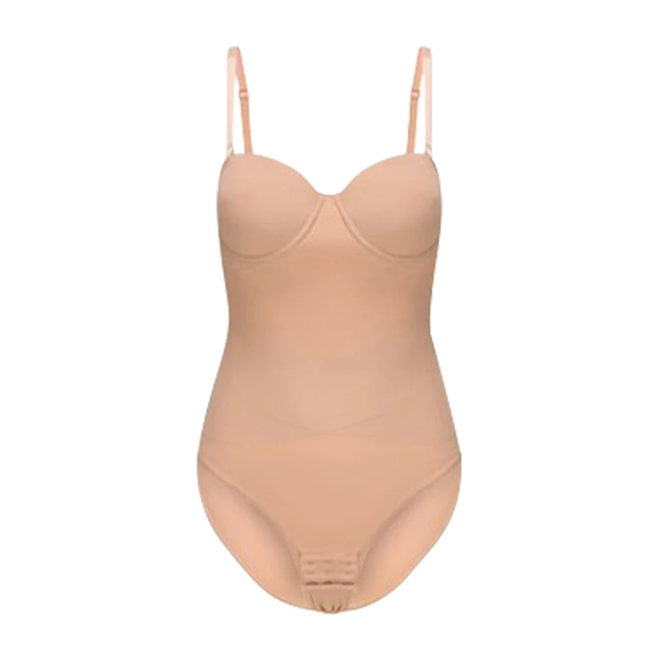 Wechery Women's Bodysuit Slimming Body Shaper Tummy Control Shapewear Detachable Shoulder Strap Female Underwear