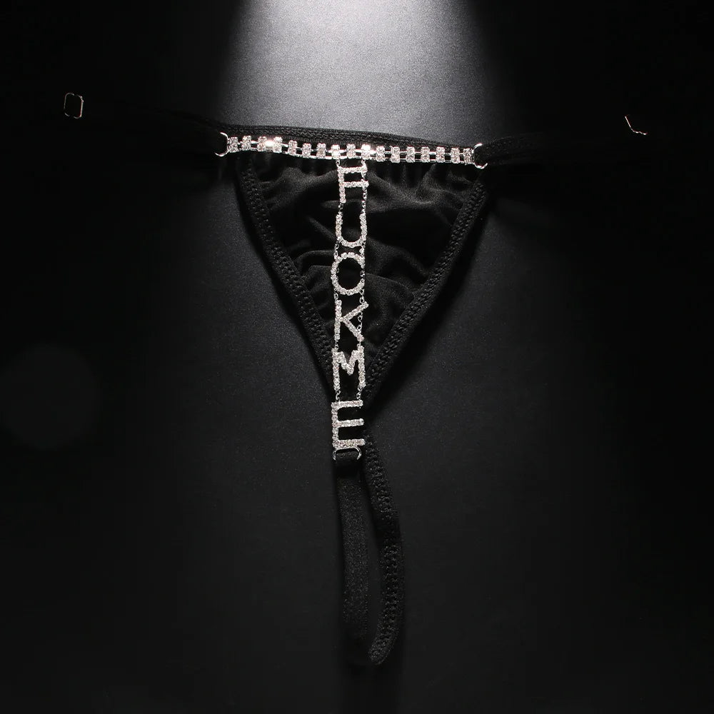 Stonefans Sexy Flower Crystal Thong Bikini Panties Jewelry for Women Stretch Rope Rhinestone Thong Back Panties Body Jewelry