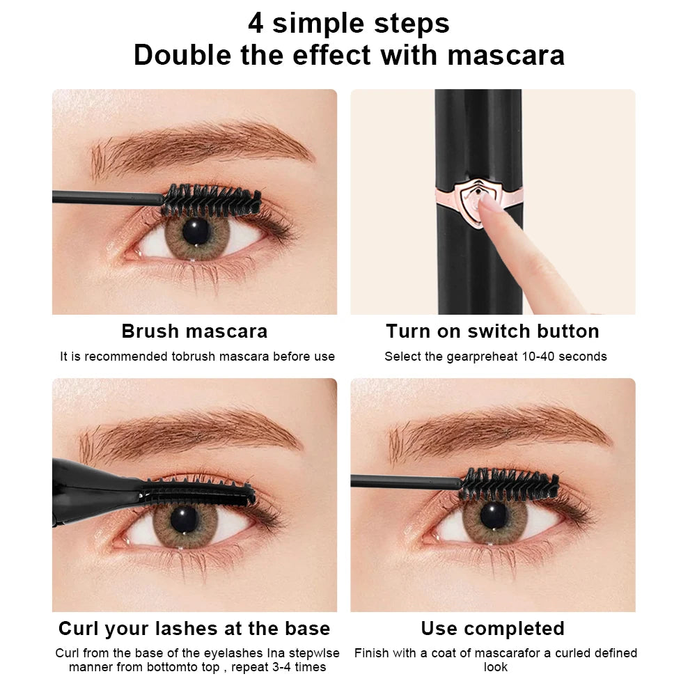 Portable Eyelash Curler USB Rechargeable Quick Heating Natural Curl Eyelash Curler for Quick Natural Curling Eye Lashes