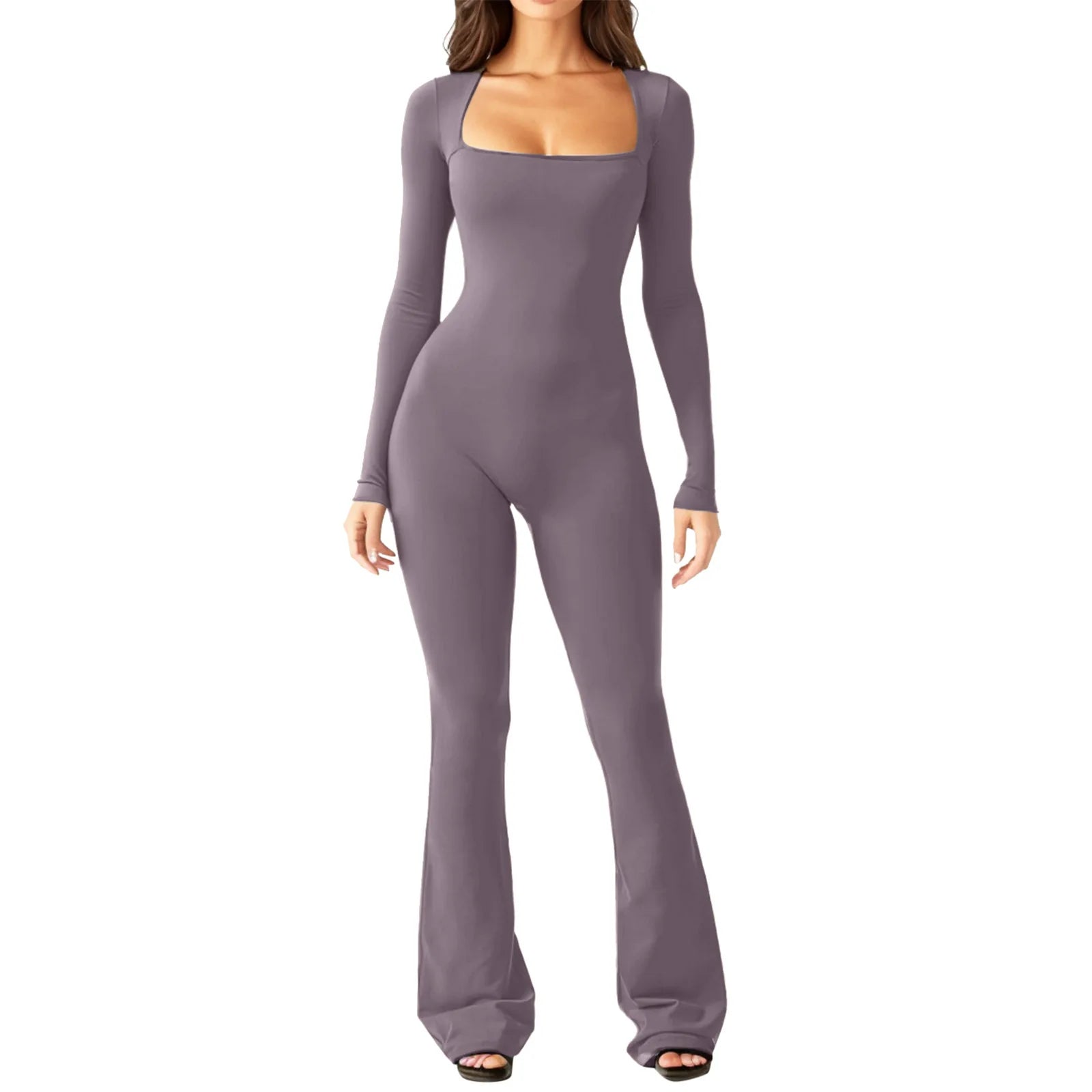 New Popular Women Wide Leg Yoga Bodysuit Outfit One Piece Gym Fitness High Quality Sport Long Sleeve Plus Size Jumpsuit