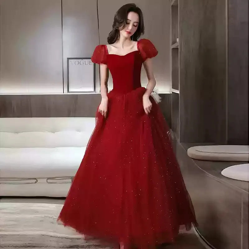 Elegant Evening Dress Long Prom Gowns High Waist Lace-up Back Party Dresses