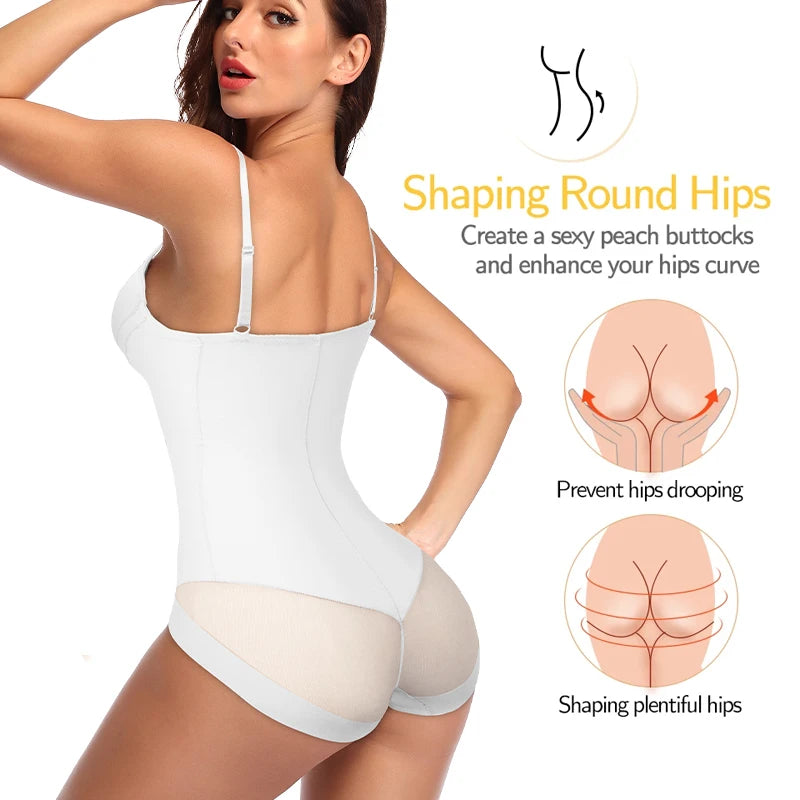 Women Sexy Body Shapewear Bodysuits Built-In Bra Camisole Tops Waist Trainer Slim Full Body Shaper Lingerie With Underwire Cup