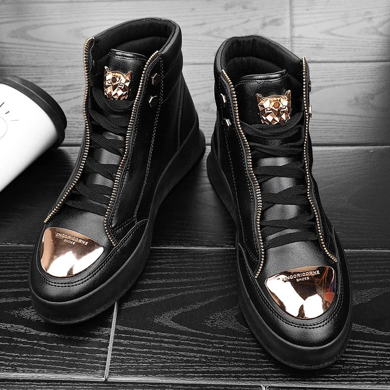 KIMLUD, Red Snakeskin High Top Sneakers Men Brand Luxury Designer Shoes Fashion Party Club Hip Hop Streetwear Shoes Men Casual Sneakers, Black / 39, KIMLUD APPAREL - Womens Clothes