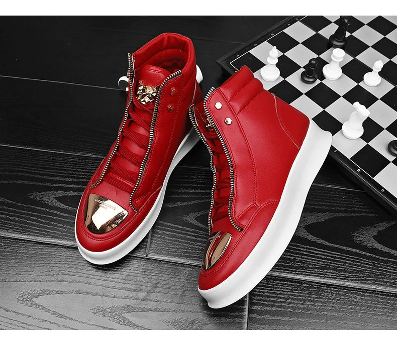 KIMLUD, Red Snakeskin High Top Sneakers Men Brand Luxury Designer Shoes Fashion Party Club Hip Hop Streetwear Shoes Men Casual Sneakers, KIMLUD Womens Clothes