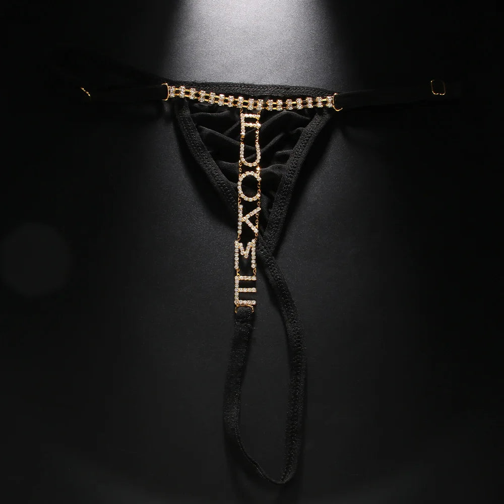 Stonefans Sexy Flower Crystal Thong Bikini Panties Jewelry for Women Stretch Rope Rhinestone Thong Back Panties Body Jewelry