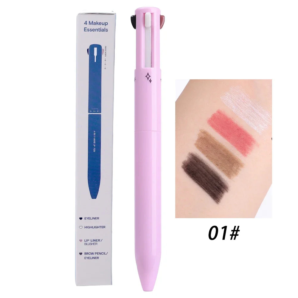 Multifunctional Makeup Pen 4 In 1 Eyebrow Eyeliner Pencil Lasting Drawing Lip Line Waterproof Sweatproof Highlighter Makeup Tool