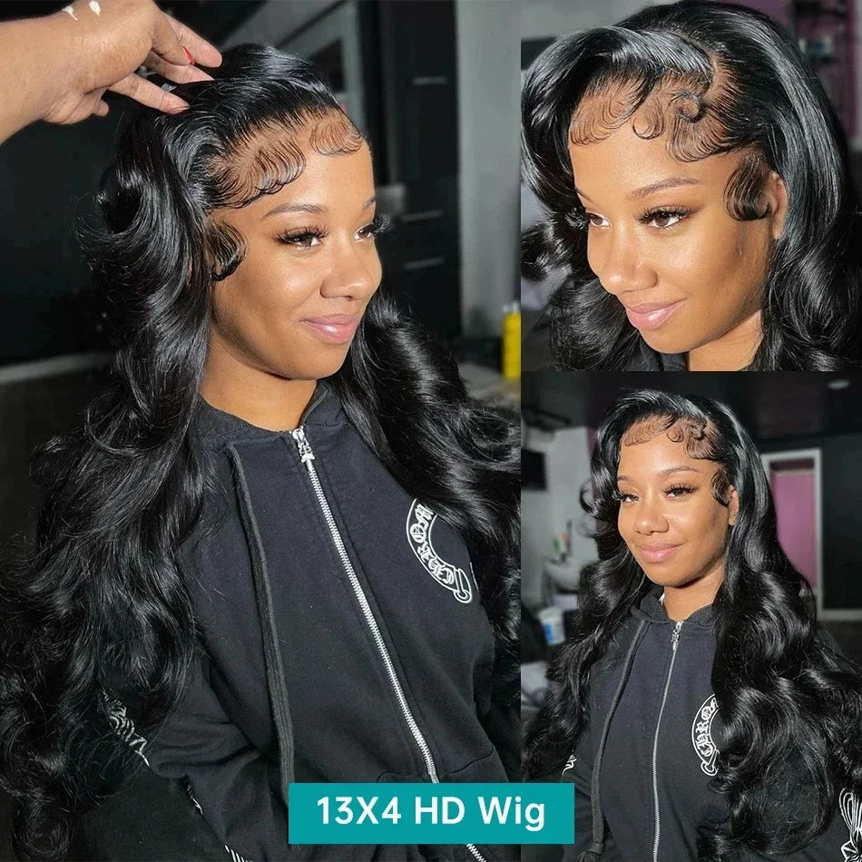 Transparent 13x6 Lace Frontal Human Hair Wigs Brazilian Body Wave 13x4 Lace Front Wig For Women PrePlucked Glueless Wig 30 Inch