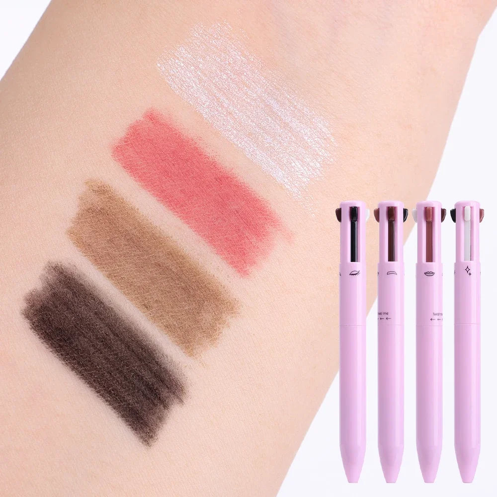 Multifunctional Makeup Pen 4 In 1 Eyebrow Eyeliner Pencil Lasting Drawing Lip Line Waterproof Sweatproof Highlighter Makeup Tool