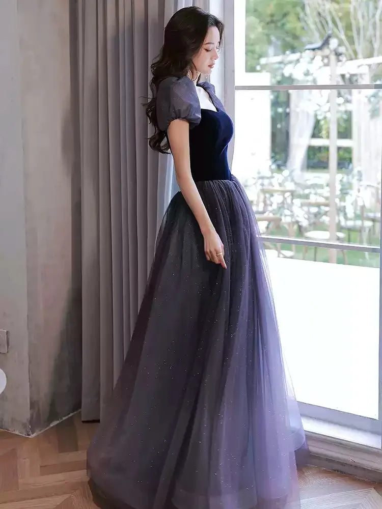 Elegant Evening Dress Long Prom Gowns High Waist Lace-up Back Party Dresses