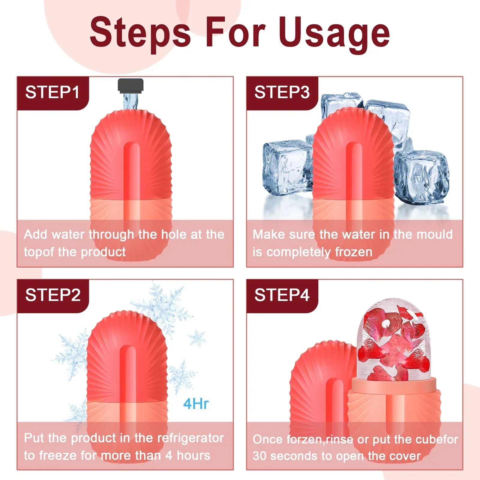 Silicone Ice Cube Trays Beauty Lifting Ice Ball Face Massager Contouring Eye Roller Facial Treatment Reduce Acne Skin Care Tool - KIMLUD