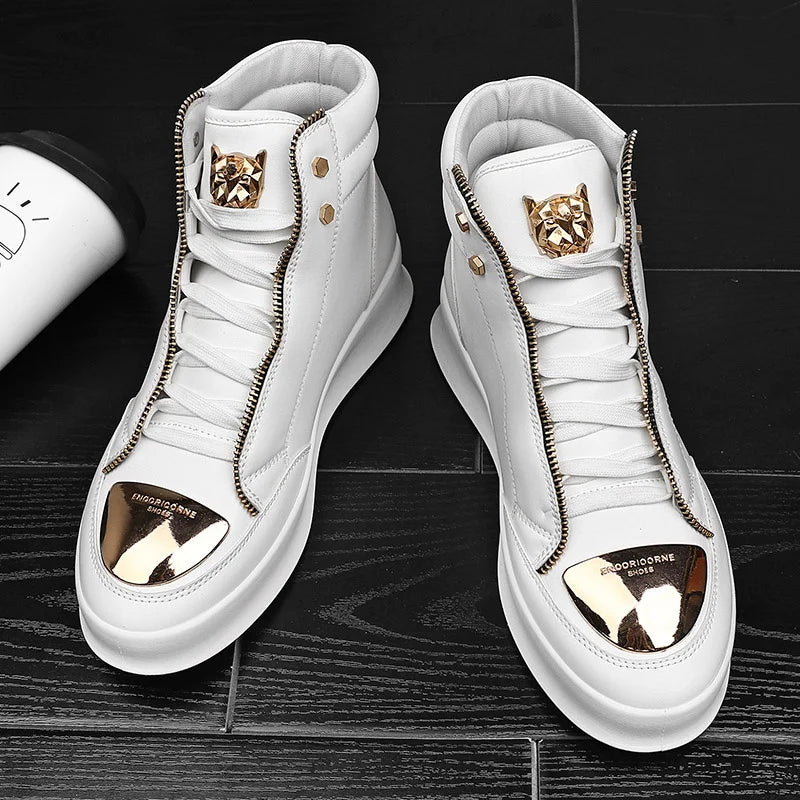 KIMLUD, Red Snakeskin High Top Sneakers Men Brand Luxury Designer Shoes Fashion Party Club Hip Hop Streetwear Shoes Men Casual Sneakers, White / 43, KIMLUD APPAREL - Womens Clothes