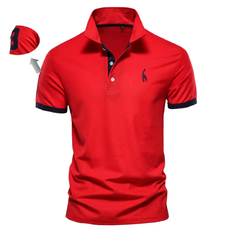 Casual Slim Fit Mens Polos New Summer Fashion Brand Cotton Embroidered 35% Solid Color Shirts for Men - KIMLUD