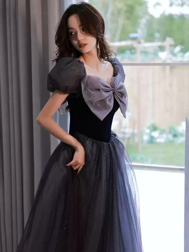 Elegant Evening Dress Long Prom Gowns High Waist Lace-up Back Party Dresses