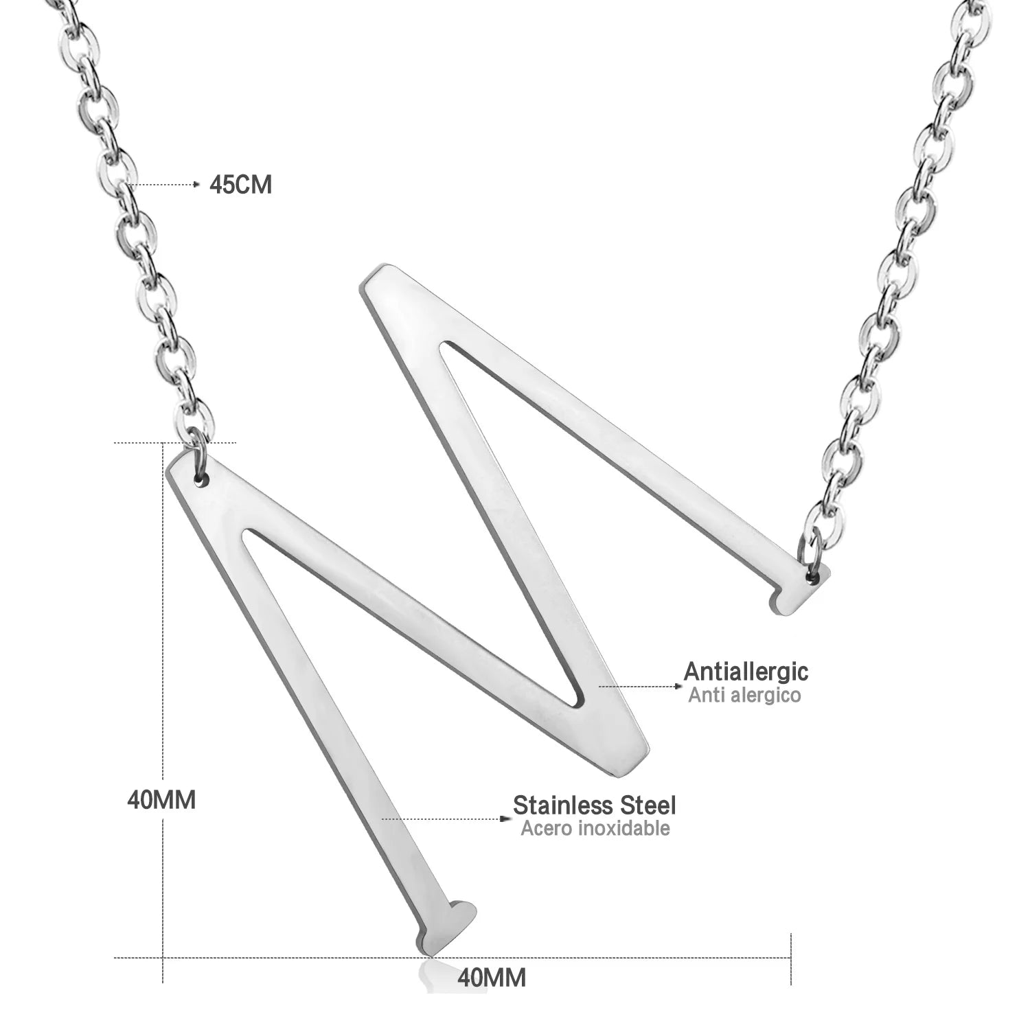 LUXUSTEEL Stainless Steel Large Initial Necklaces For Women Sideways Big 26 Letter A-Z Golden Color Monogram Alphabet Collar