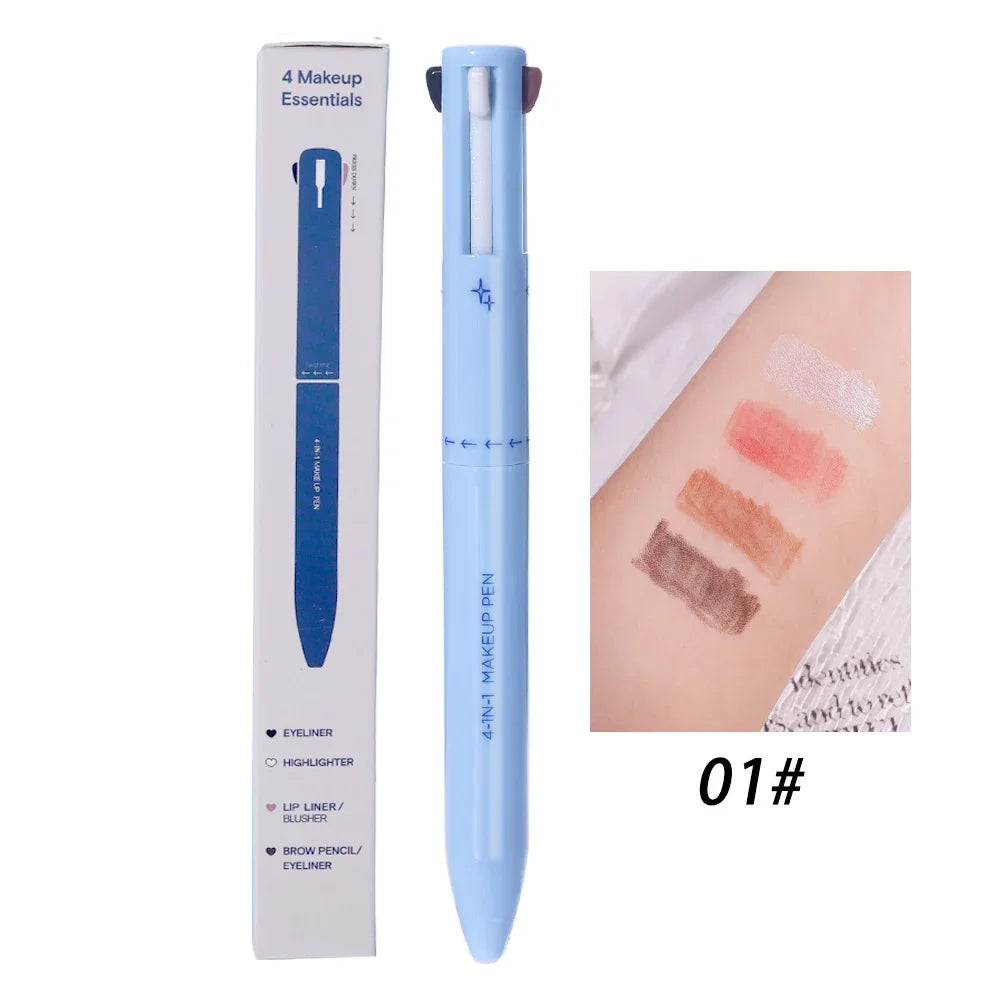 Multifunctional Makeup Pen 4 In 1 Eyebrow Eyeliner Pencil Lasting Drawing Lip Line Waterproof Sweatproof Highlighter Makeup Tool