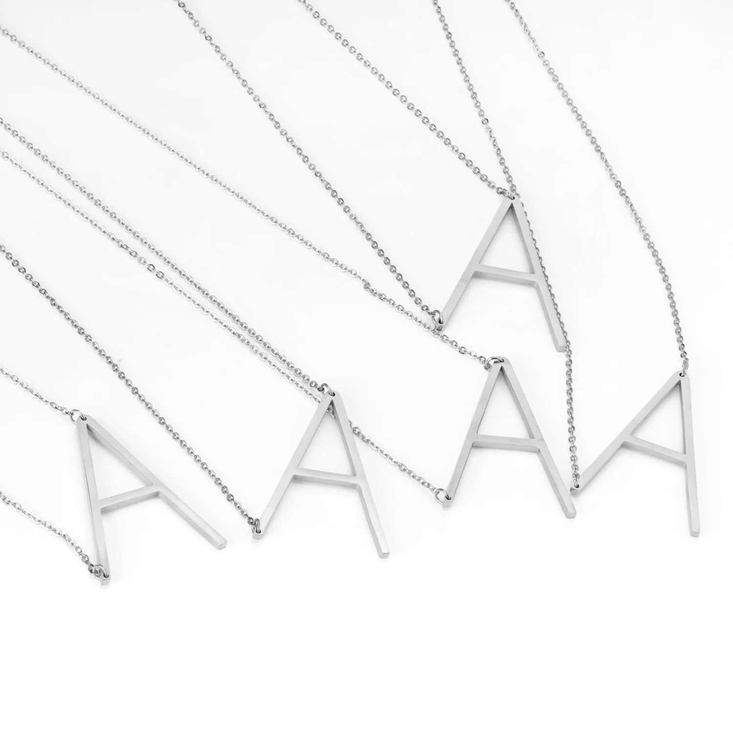 LUXUSTEEL Stainless Steel Large Initial Necklaces For Women Sideways Big 26 Letter A-Z Golden Color Monogram Alphabet Collar