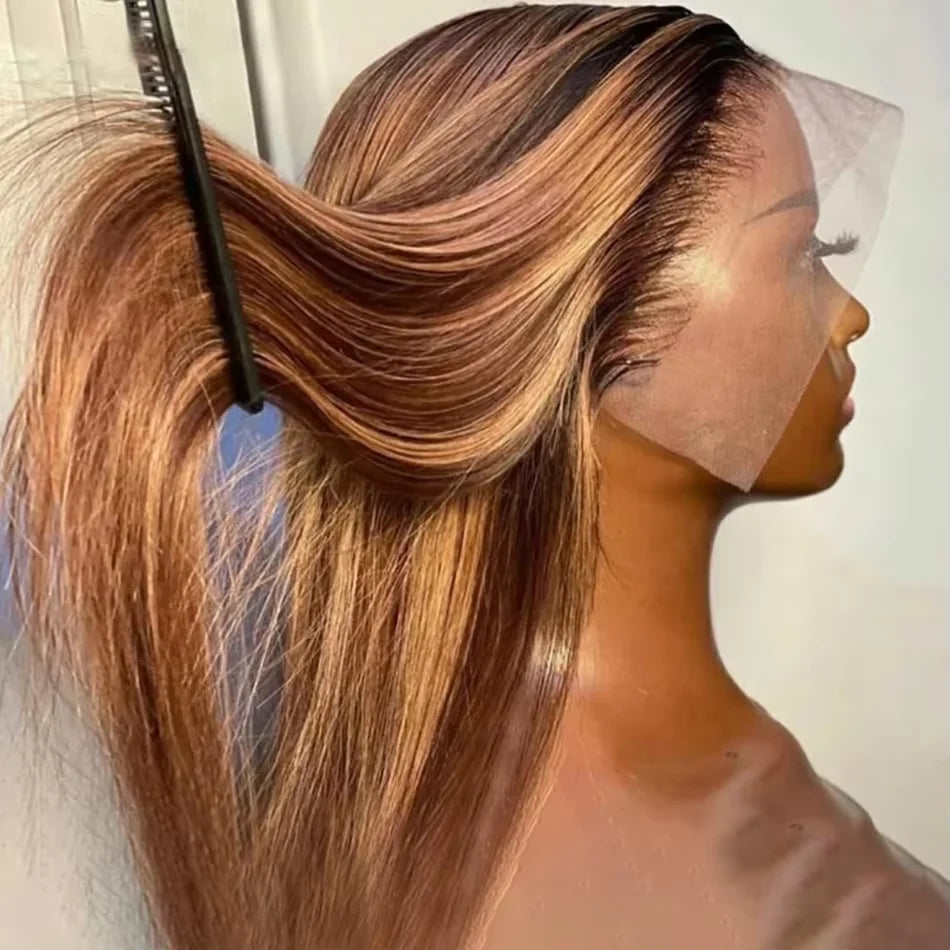 250% 4/27 Highlight 13x6 Deep Wave Lace Front Wigs Human Hair 13x4 Ombre Curly Wig Straight HD Front Wig Human Hair Pre Plucked