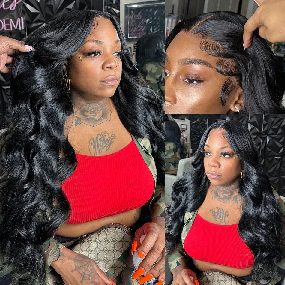 Transparent 13x6 Lace Frontal Human Hair Wigs Brazilian Body Wave 13x4 Lace Front Wig For Women PrePlucked Glueless Wig 30 Inch