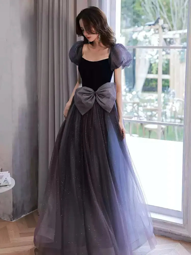 Elegant Evening Dress Long Prom Gowns High Waist Lace-up Back Party Dresses