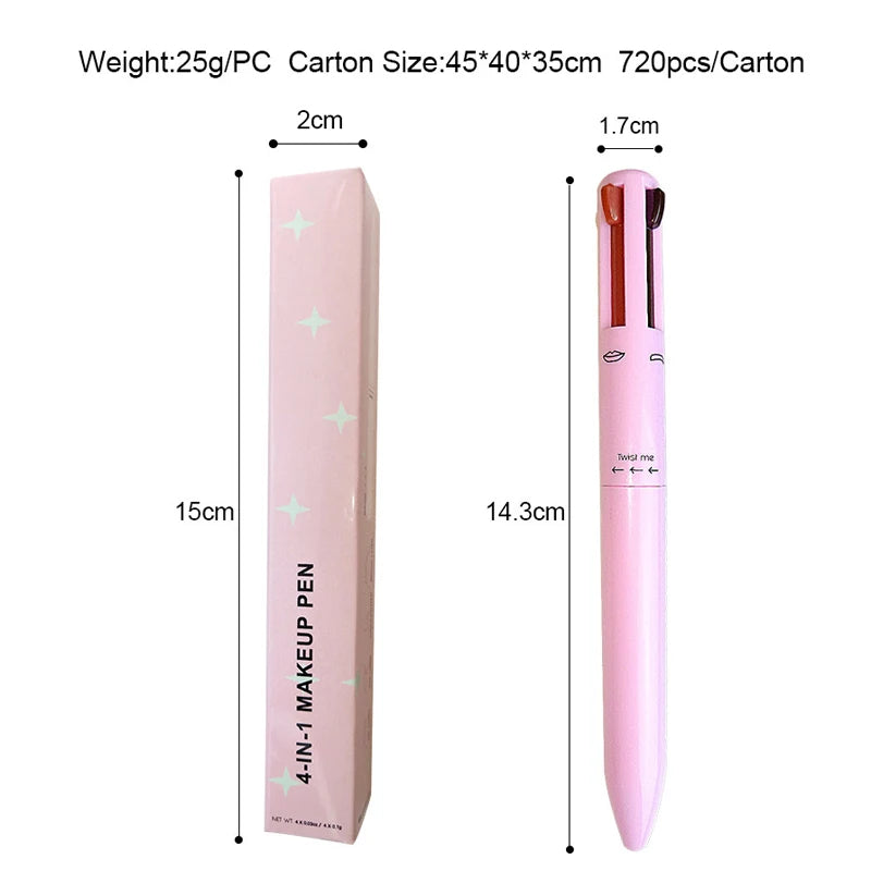Multi-functional 4-in-1 Makeup Pencil Eyeliner Lip Liner Eyebrow Pencil Swivel Waterproof & Sweatproof Makeup Tools