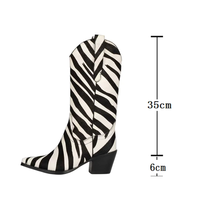 Knee-Length Elastic Rider Boots Round Heel Square Toe Western Boots Plus Size Knee-High Women's Boots - KIMLUD