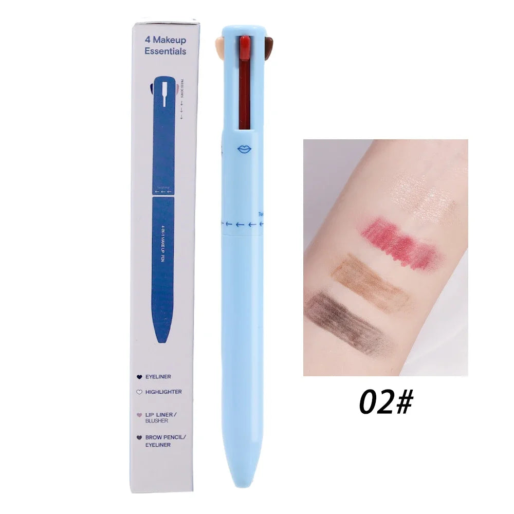 Multifunctional Makeup Pen 4 In 1 Eyebrow Eyeliner Pencil Lasting Drawing Lip Line Waterproof Sweatproof Highlighter Makeup Tool