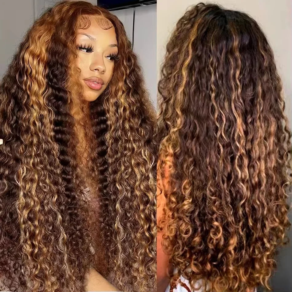 250% 4/27 Highlight 13x6 Deep Wave Lace Front Wigs Human Hair 13x4 Ombre Curly Wig Straight HD Front Wig Human Hair Pre Plucked