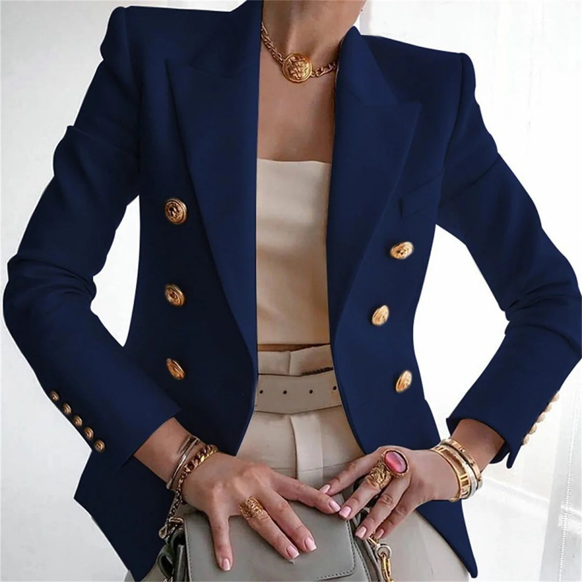 Ladies Fashion Solid Coat Luxury Female Coats Casual Blazer Korean Spring Autumn Clothing Women Slim Suit Coat Office Jacket