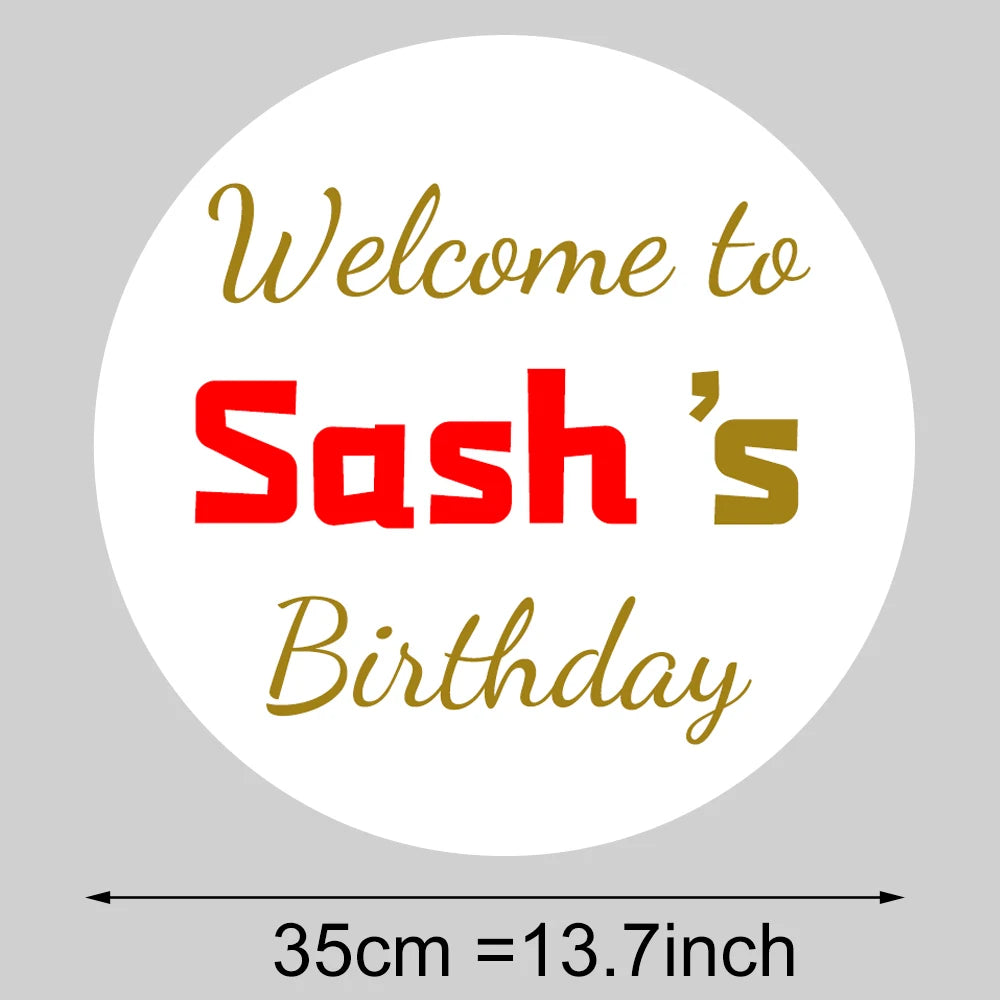 Round Custom Welcome Sign Board 35x35cm Personalized Welcome Baby Shower Sign for Birthday Decoration Baby Shower Party Decor - KIMLUD