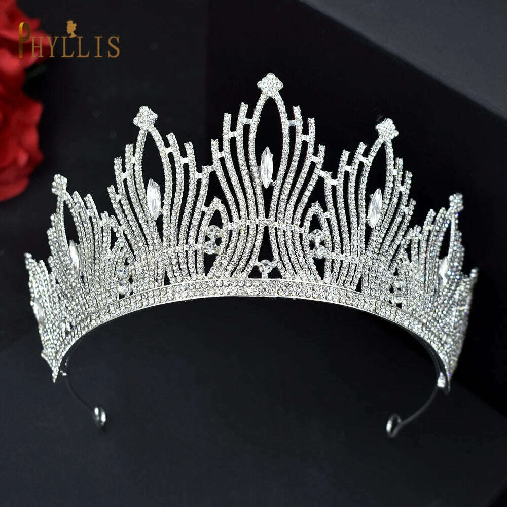 A195 Baroque Wedding Headband Crystal Bridal Crowns and Tiaras Hair Jewelry Accessories Women Rhinestone Headwears Queen Diadems - KIMLUD