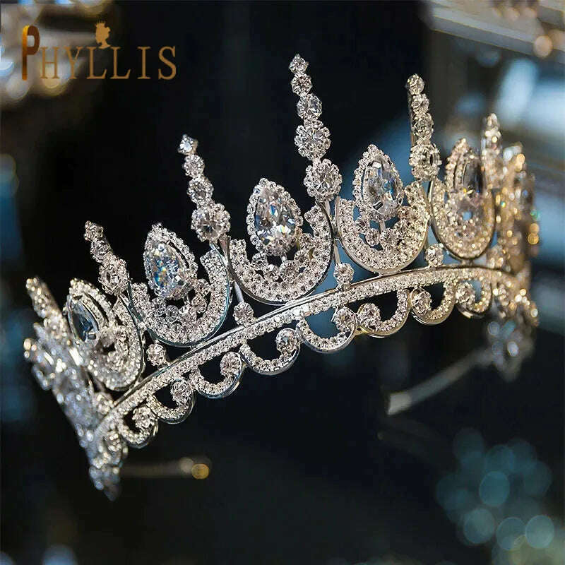 A195 Baroque Wedding Headband Crystal Bridal Crowns and Tiaras Hair Jewelry Accessories Women Rhinestone Headwears Queen Diadems - KIMLUD
