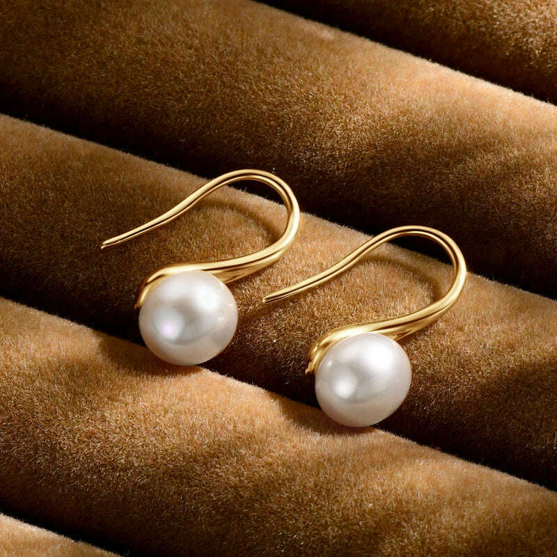 AINUOSHI 14K Gold Filled Pearls Drop Earrings 6.5-7mm Round Natural Cultured Freshwater Pearl Earrings For Women Jewelry Gift - KIMLUD