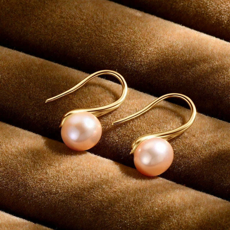 AINUOSHI 14K Gold Filled Pearls Drop Earrings 6.5-7mm Round Natural Cultured Freshwater Pearl Earrings For Women Jewelry Gift - KIMLUD