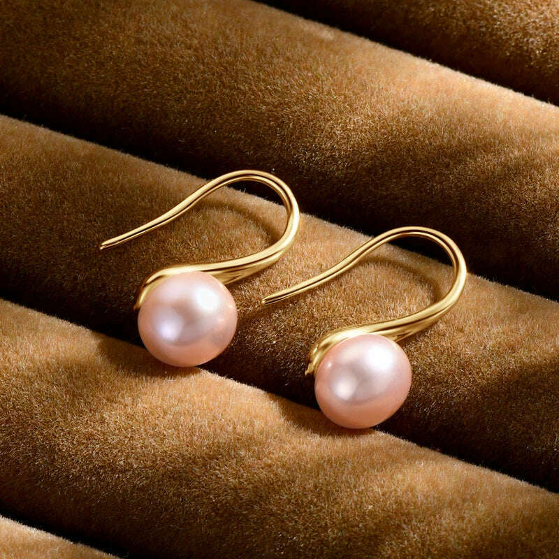 AINUOSHI 14K Gold Filled Pearls Drop Earrings 6.5-7mm Round Natural Cultured Freshwater Pearl Earrings For Women Jewelry Gift - KIMLUD