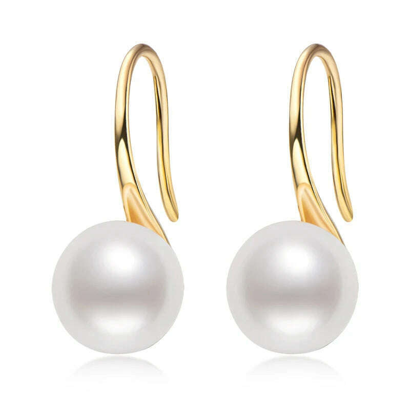 AINUOSHI 14K Gold Filled Pearls Drop Earrings 6.5-7mm Round Natural Cultured Freshwater Pearl Earrings For Women Jewelry Gift - KIMLUD