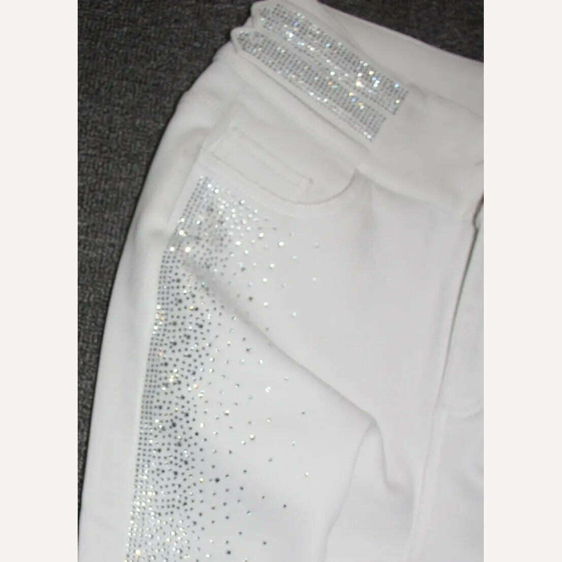 Autumn High-End 2023 High Waist Rhinestone Bling Gradient Gray Black Skinny Jeans Women Cotton Stretch Slim Fit Denim Boot Pants - KIMLUD